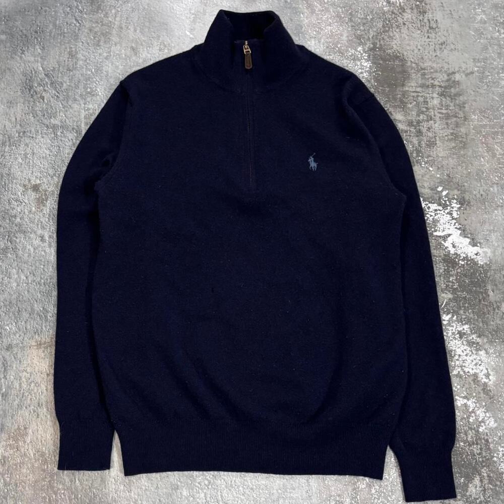 Navy Polo Ralph Lauren Quarter Zip Wool Size Small.